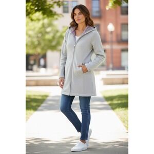 The North Face Gray Fleece Lined Hooded Long Zip Up Jacket Women's M